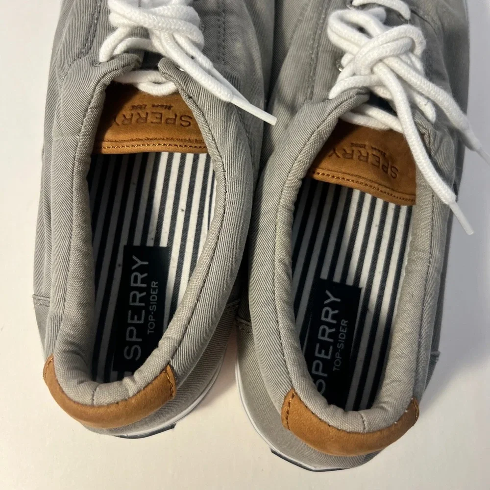 Sperry Top-Sider Bahama II Mens Gray Canvas Boat Shoes STS22045 Size 14 W